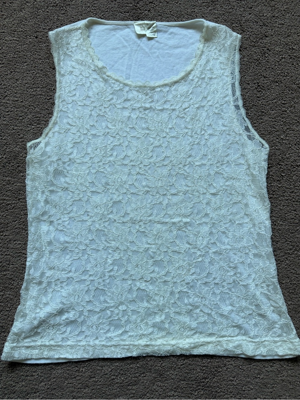 Vintage Victoria’s Secret Gold Label White Lace Tank Top Medium Y2K Coquette - Picture 2 of 4